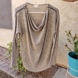 Andrea Jovine Zipper Shoulder Gray Slouch Sweater